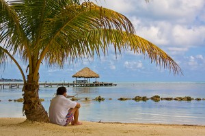 Sitting on the beach in Belize