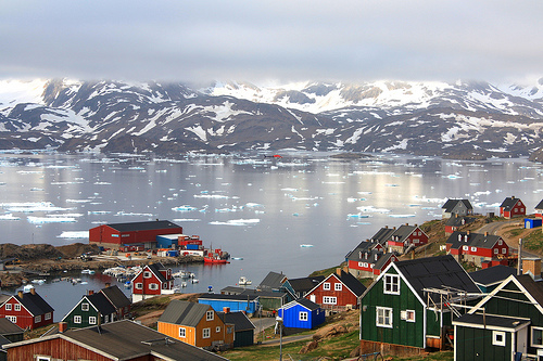 Colorful seaside village in Greenland