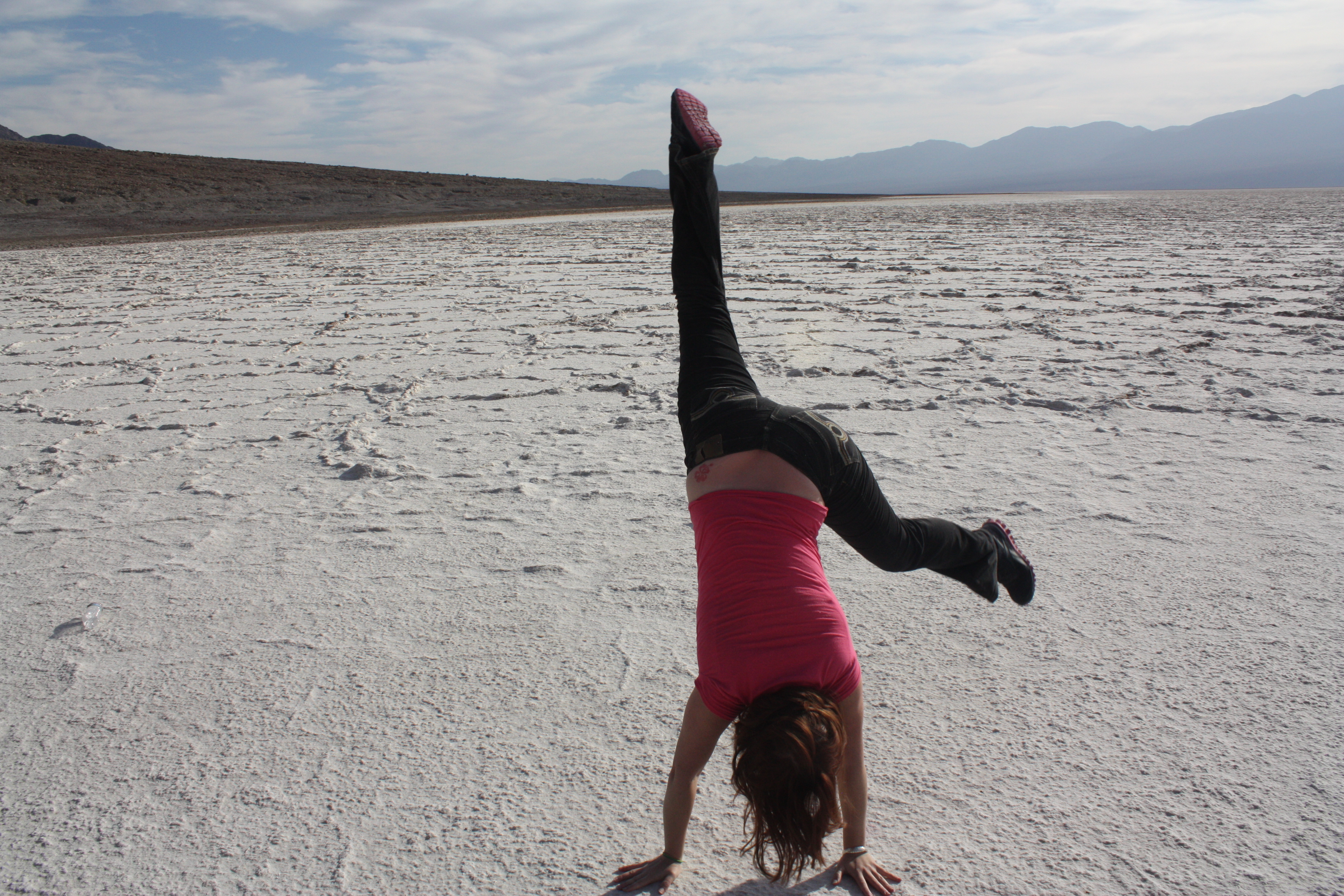 cartwheeling on the desert salt flats in Death valley