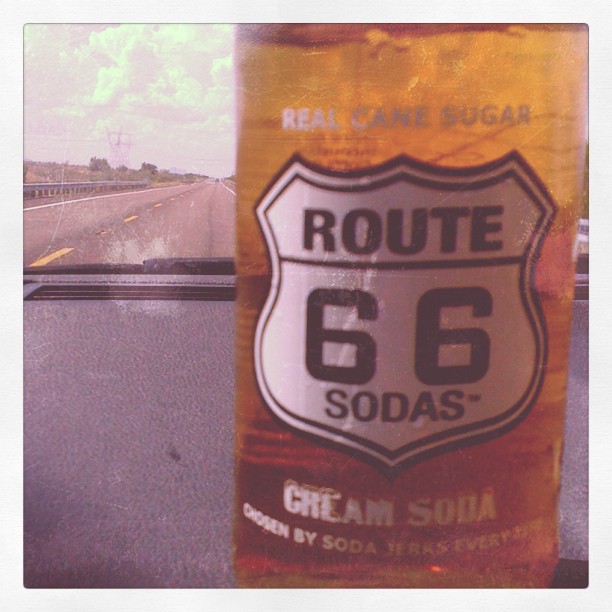 driving down route 66 with a route 66 soda