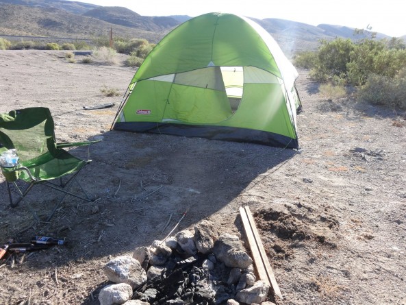 tent and camp fire near Area 51