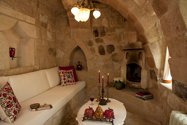 hotel room in a cave in turkey