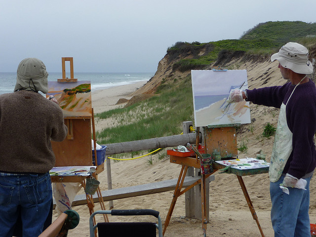 artist on beach