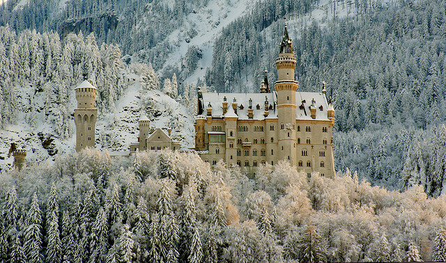 fairytale castle in Germany in winter