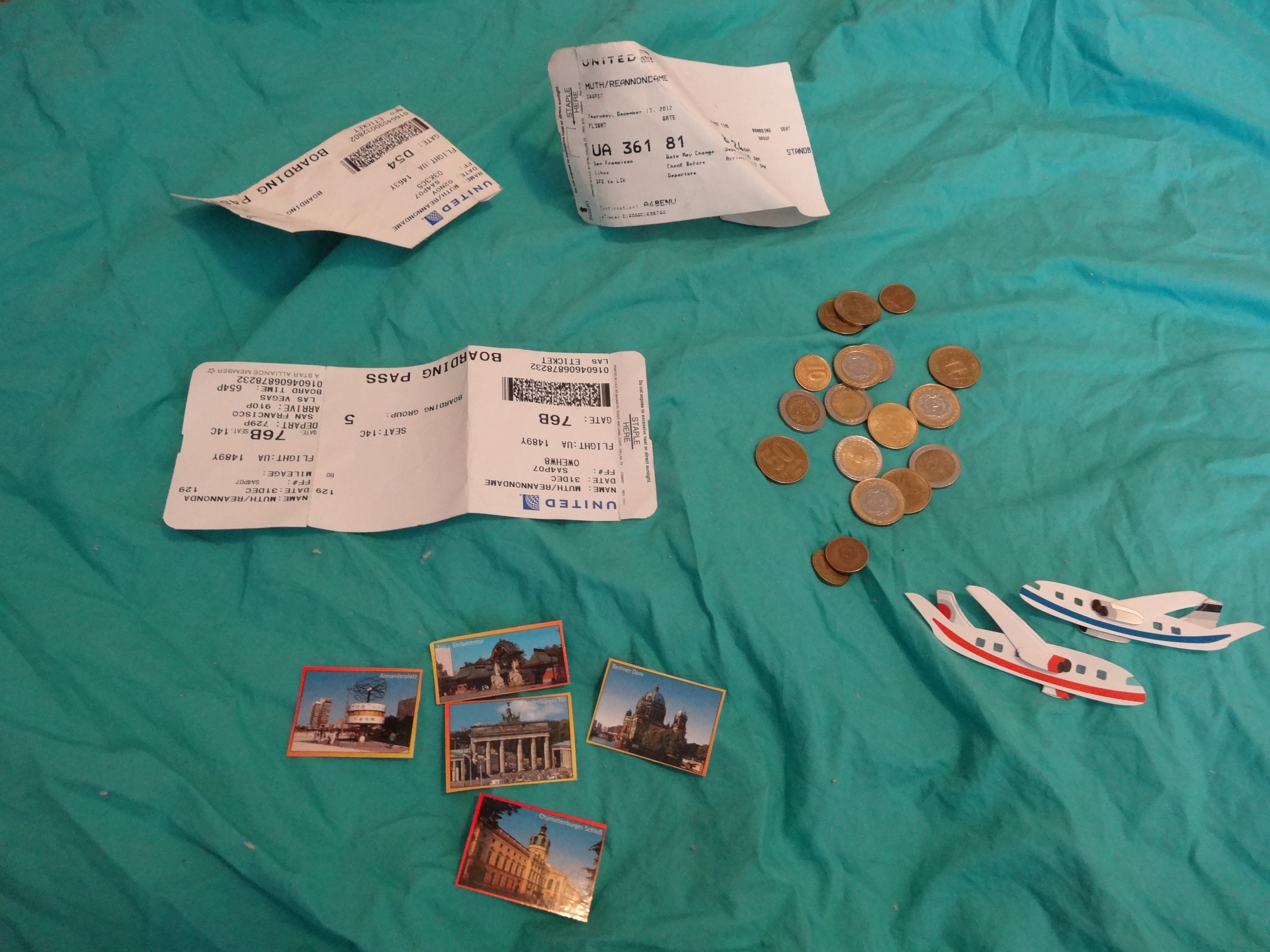 airline ticket collage materials