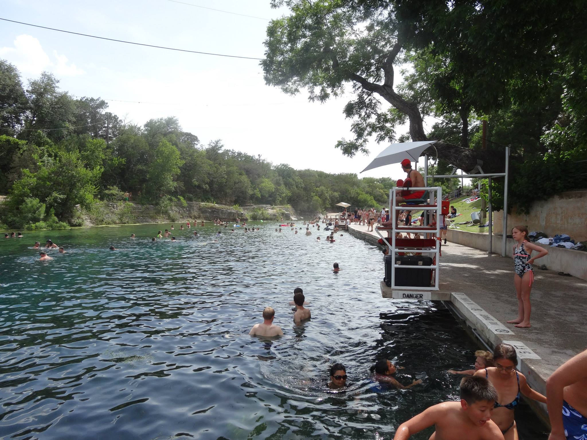 Barton springs pool and lifeguard