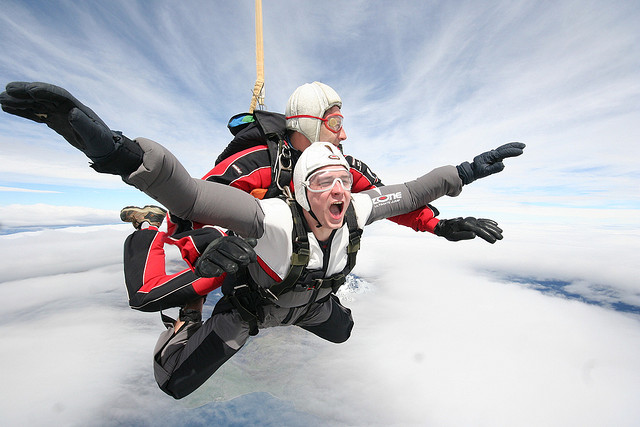 jumping out of an airplane