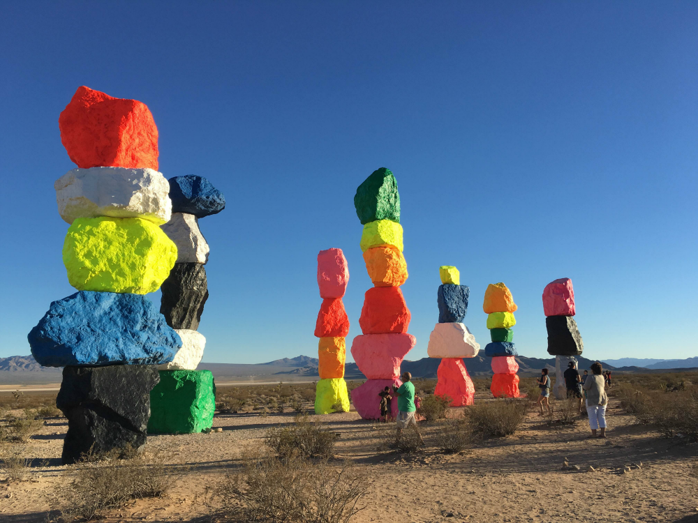 Closeup view of Seven Magic Mountains