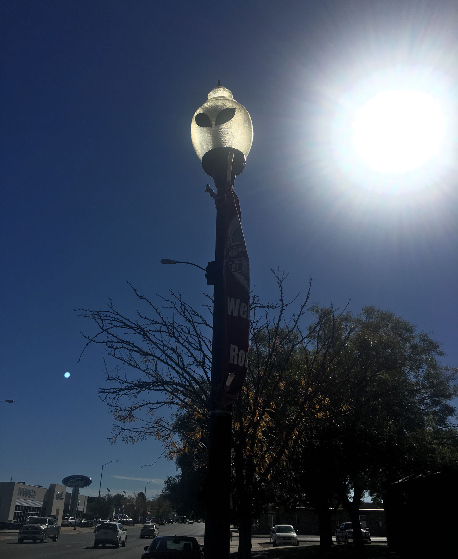 alien street lights in Roswell New Mexico