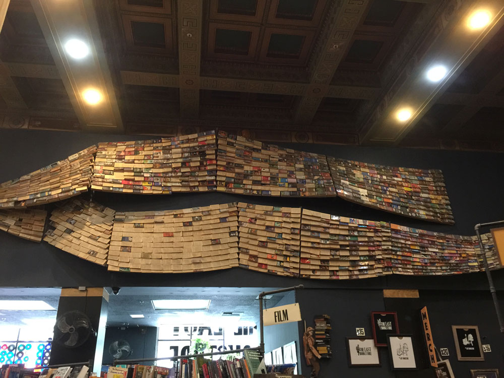 books on wall decoration at the Last Bookstore